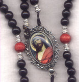 Brigittine Cord Rosary Thorn Crowned Jesus black wood beads BR18