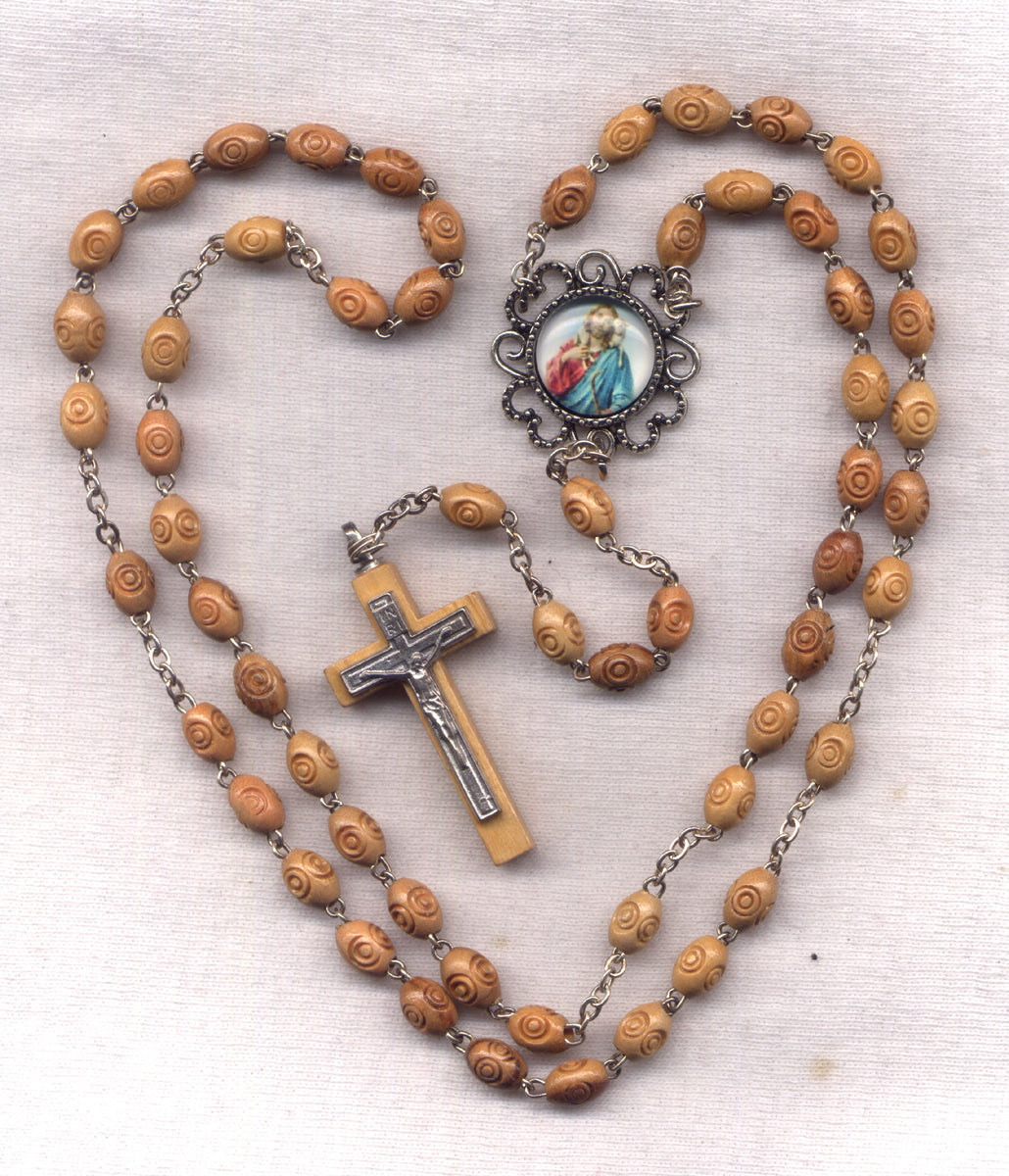 Handmade Wooden Bead Rosary Necklace - Brown Wood & Metal Cross, 45cm Length, Prayer & Meditation Jewelry - View #13