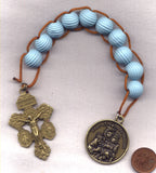 Ribbed Wood Bead Aqua Pull Rosary Brigittine or Dominican PL27