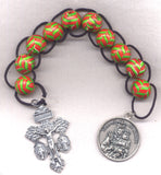 Green and Red Chevron Wood Pull Rosary Wood Beads Brigittine or Dominican PL34