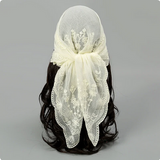 Chapel Veil Antique White Lace 100% Pure Silk square cut VE19