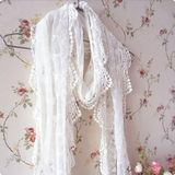 Chapel Veil Antique Porcelain Lace scarf cut VE25