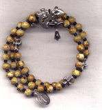 Faith Hope Charity Art Glass spring wire rosary bracelet BR017