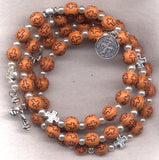 Cross Beads imitation wood spring wire rosary bracelet BR014