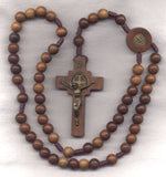 St Benedict Medal Brown Wood Cord Rosary  CD12