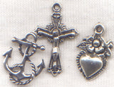 Faith Hope Charity Crimson and Crystal spring wire rosary bracelet BR013