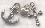 Faith Hope Charity Silver Rosebuds spring wire rosary bracelet BR001