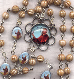 St Francis of Assisi brown glass rosary Tao crucifix GR45