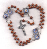 St Padre Pio coco bead rosary St Benedict crucifix GR91
