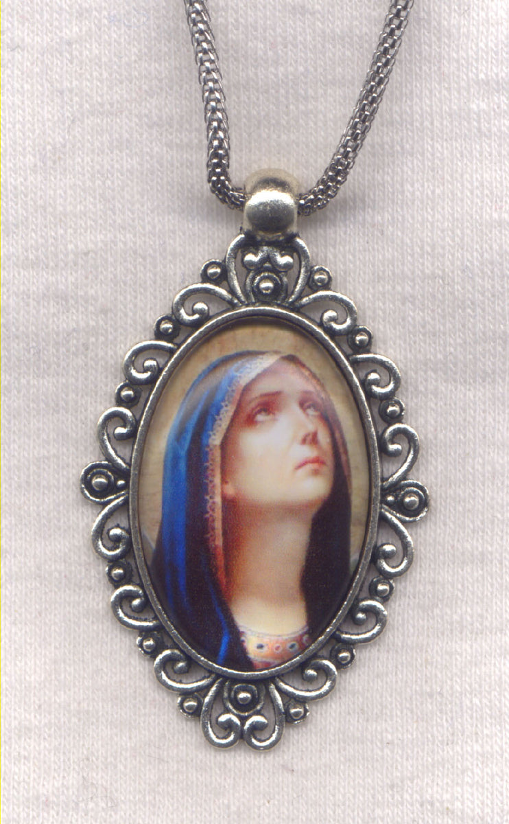 Emerald Madonna Cross Necklace