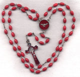 Seven Gifts of the Holy Spirit Rosary Red Oval Glass Bead RD02