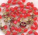 Confirmation Rosary Holy Spirit Center Red Oval acrylic Bead V01