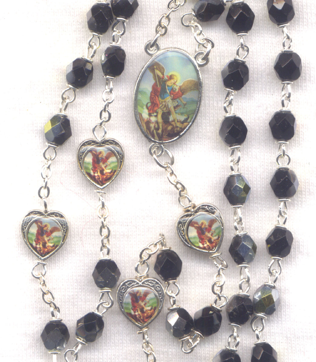 St Michael The Archangel Black Deluxe Rosary V51 st-michael-the-archangel-black-deluxe-rosary-v51