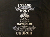 Catholic I Stand With One Holy Catholic black T-shirt Sz 2XL