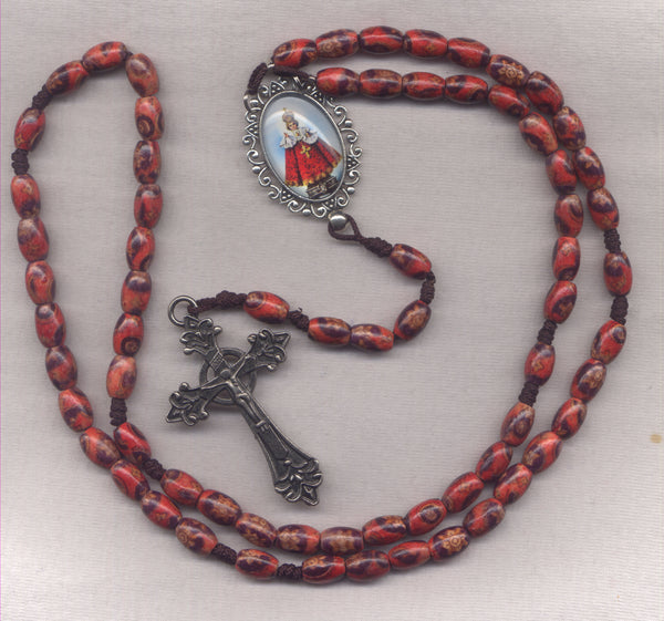 Brigittine Cord Rosary Miraculous Infant King of Prague wood beads BR06