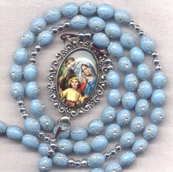 Brigittine Cord Rosary Holy Family Blue Acrylic beads BR14