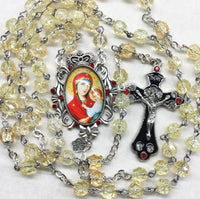 Brigittine Rosary Our Lady Quick To Hear Icon crackle glass BR75