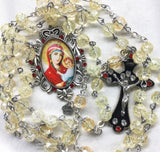 Brigittine Rosary Our Lady Quick To Hear Icon crackle glass BR75