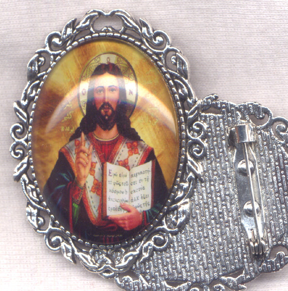 Jesus Pantocrateur Icon Teacher of the World brooch each BRCH02M