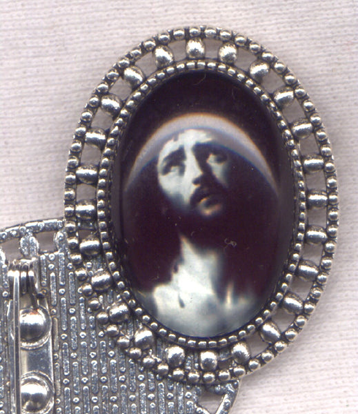 Passion of Jesus black and white Brooch each BRCH04B