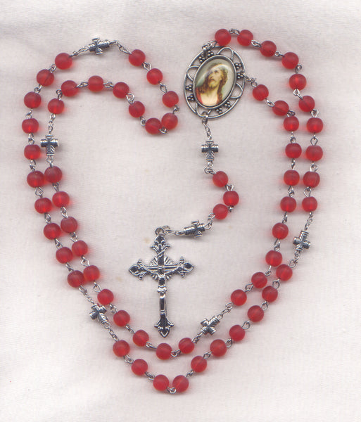 Brigittine Rosary Thorn Crowned Jesus Precious Blood red glass beads BR71