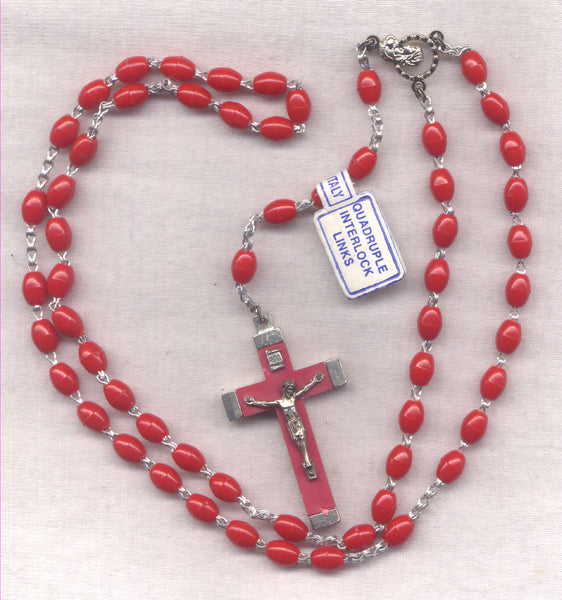 Bulk Buy Red Acrylic Quadruple Interlock Rosaries 5 per package