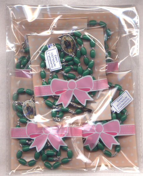 Bulk Buy Green Acrylic St Patrick Rosaries 5 per package BULK02