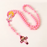 Compact Sturdy Pink Acrylic Silicone Cord Rosary CD38