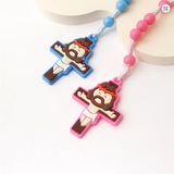 Compact Sturdy Pink Acrylic Silicone Cord Rosary CD38