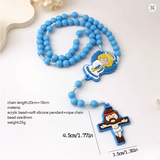 Compact Sturdy Blue Acrylic Silicone Cord Rosary CD40