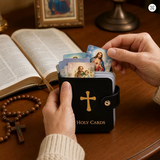Holy Card Prayer Card Wallet black with snap closure