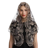 Christ The King Chapel Veil beige on black Embroidered VE39