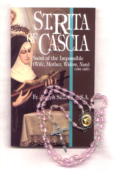 St Rita of Cascia - Saint of the Impossible book and rosary Combo08