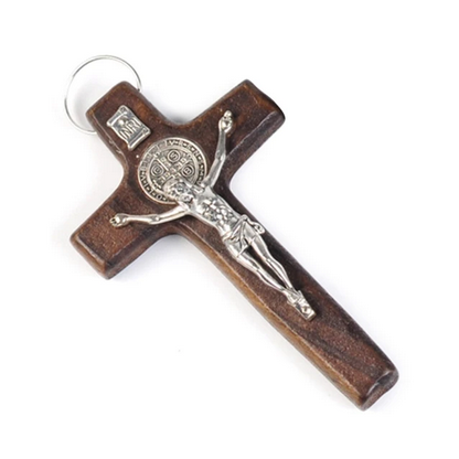 Dark Brown 4.5 inch St Benedict Medal Wall Crucifix L255