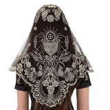 Blessed Sacrament Chapel Veil beige on black Embroidered VE40