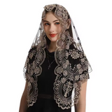 Blessed Sacrament Chapel Veil beige on black Embroidered VE40