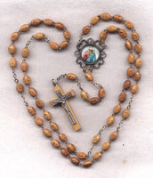 Jesus the Good Shepherd Brown Wood Bead Rosary GR29