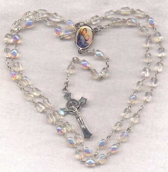 Madonna of the Streets AB Crystal glass bead rosary GR21
