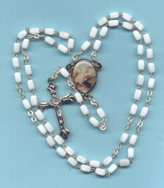 Sacrament of Baptism Rosary white beads GR24