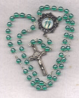 Our Lady of Grace Rosary St Benedict Medal crucifix light green beads GR27 August