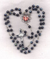 Sacred Heart of Jesus St Benedict Medal Crucifix black glass bead rosary GR32