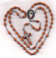 Sacred Heart of Jesus rectangle carved wood beads GR41A brown
