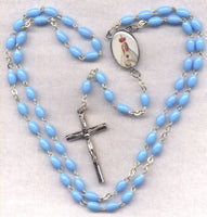 Pilgrim Virgin of Fatima sky blue oval acrylic beads GR47