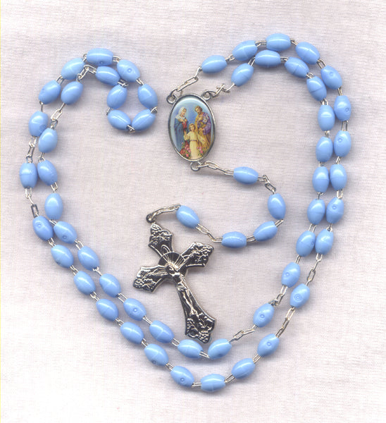 Holy Family Blue acrylic beads Rosary GR48