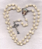 Pope John Paul II Our Lady of Czestochowa Rosary white acrylic heart beads GR63