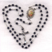 St Benedict Medal Rosary Jet Black AB GR66