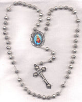 Immaculate Heart Silver Rosebud Acrylic Bead GR78