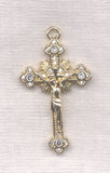 Glittery Cubic Zirconia Goldtone Crucifix Necklace NCK67