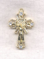 Glittery Cubic Zirconia Goldtone Crucifix Necklace NCK68