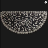 Half Moon Floral Chapel Veil beige on black Embroidered VE40